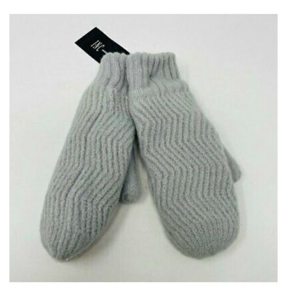 NWT Inc International Concepts Chevron-knit Mittens Grey One Size - Picture 1 of 3